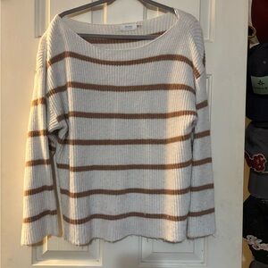 Bluivy Cream and Brown Striped Women's Sweater
